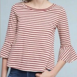 Deletta red and cream striped top, bell sleeveSOLD